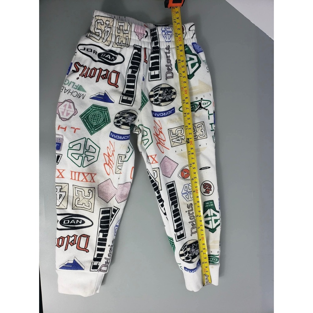 Jordan Brand Kids All Over Print Flight Logo Fleece Sweatpants White Multi